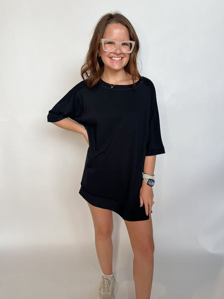 French Terry Set Short Set- Black-K. Ellis Boutique