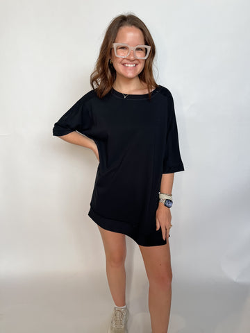 French Terry Set Short Set- Black-K. Ellis Boutique