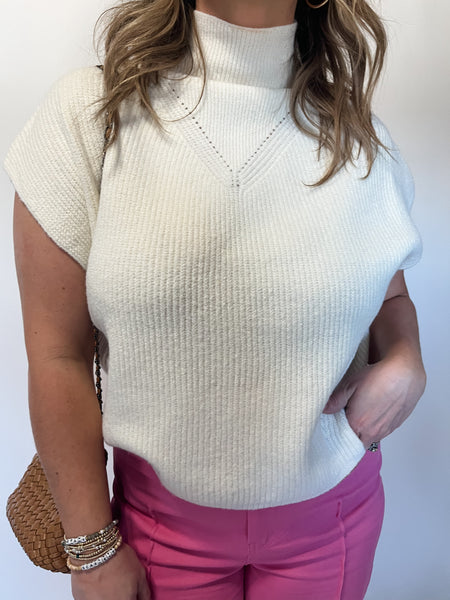 Danni Mock Neck Top- Cream-K. Ellis Boutique