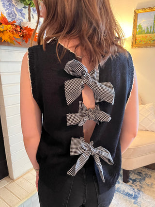 Boo Lace Patch Sweater Vest- Black-Jacket-K. Ellis Boutique