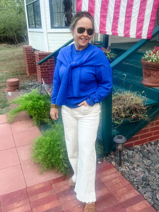 The Stacy Faux Sweater Detail - Cobalt-K. Ellis Boutique