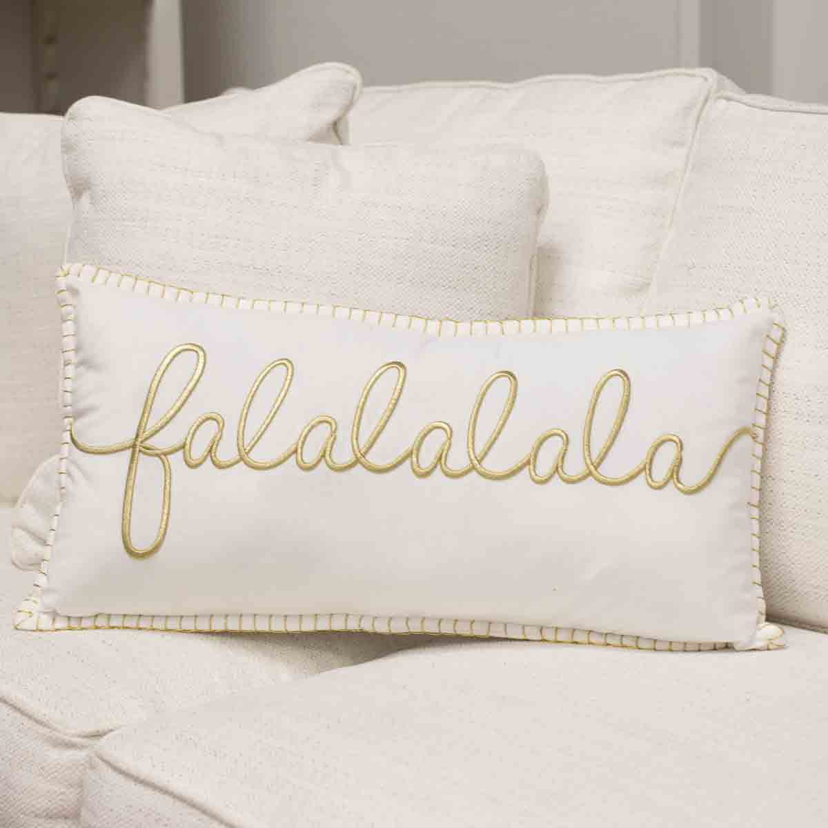 Falalalala Pillow - Cream/Gold-K. Ellis Boutique