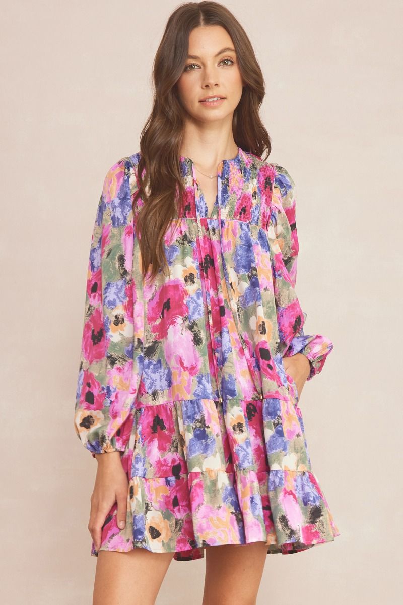 Floral Tiered Mini Dress - Orchid Multi-K. Ellis Boutique