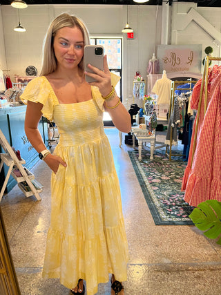 Pretty in Spring Maxi Dress- Yellow Floral Dress-Midi/Maxi Dress-K. Ellis Boutique