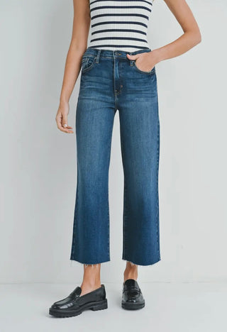 Just Black Scissor Cut Wide Leg Jeans- Dark-JBD Denim-K. Ellis Boutique