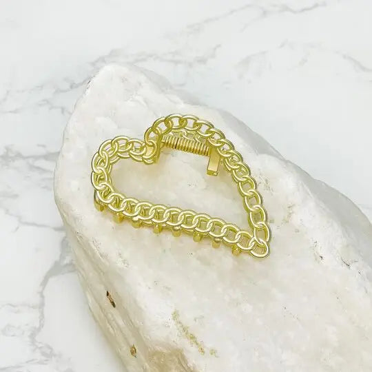 Gold Chain Heart Claw Clip-K. Ellis Boutique
