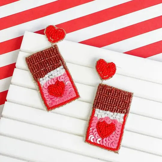 Valentine's Candy Bar Beaded Dangle Earrings-K. Ellis Boutique