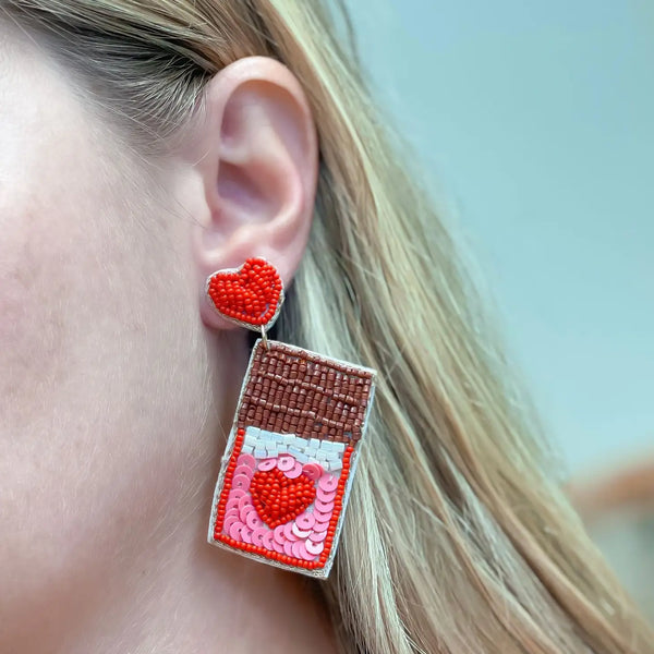 Valentine's Candy Bar Beaded Dangle Earrings-K. Ellis Boutique