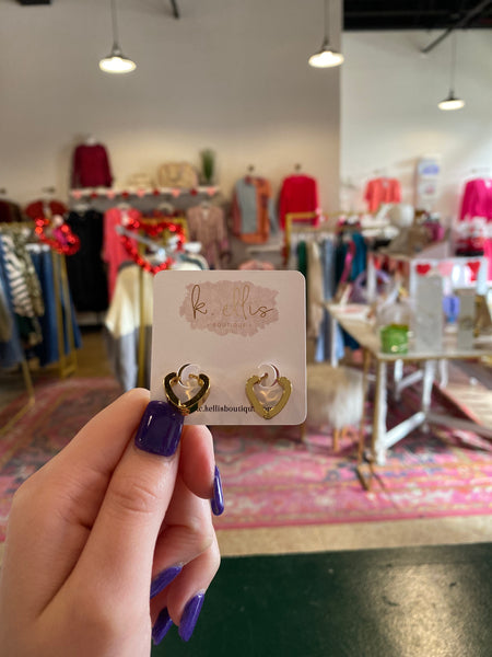 Heart Shape Huggie Earrings - Gold-K. Ellis Boutique