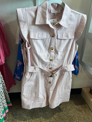 Karlie- Solid Utility Pocket Romper- Blush-jumpsuits/rompers-K. Ellis Boutique