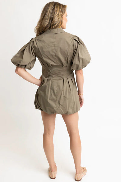 Pleat Bubble Hem Shirt Dress- Karlie-K. Ellis Boutique