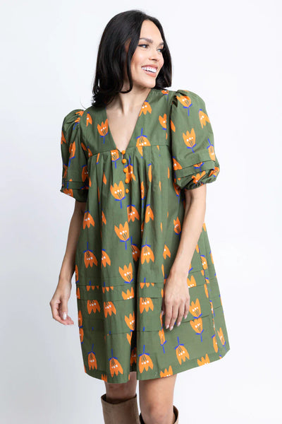 Poplin Poppy Vneck Dress- Karlie-K. Ellis Boutique