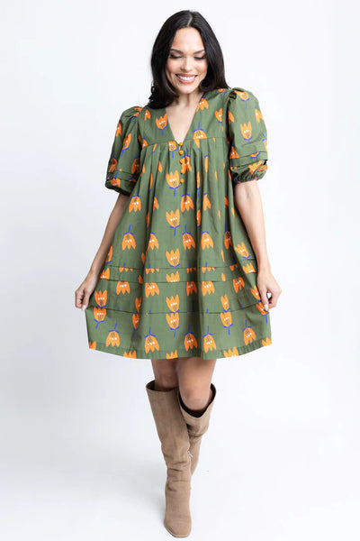 Poplin Poppy Vneck Dress- Karlie-K. Ellis Boutique