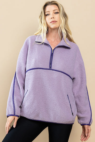 Fleece Quarter Zip- Lavender-K. Ellis Boutique