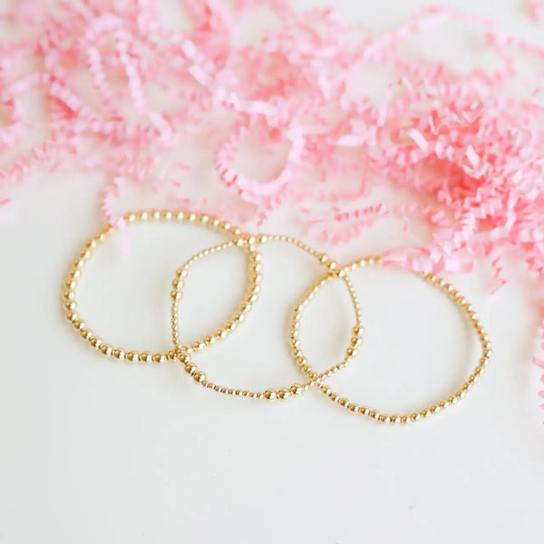 Beaded Blondes Ily + 3mm + 4mm Bracelet Stack in Gold-K. Ellis Boutique