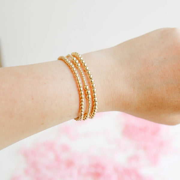 Beaded Blondes Ily + 3mm + 4mm Bracelet Stack in Gold-K. Ellis Boutique