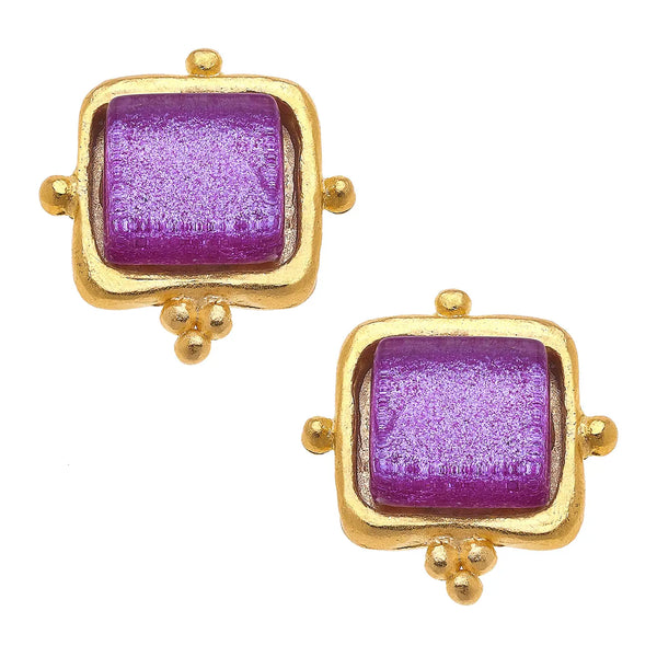 Susan Shaw Madeline French Glass Studs-K. Ellis Boutique