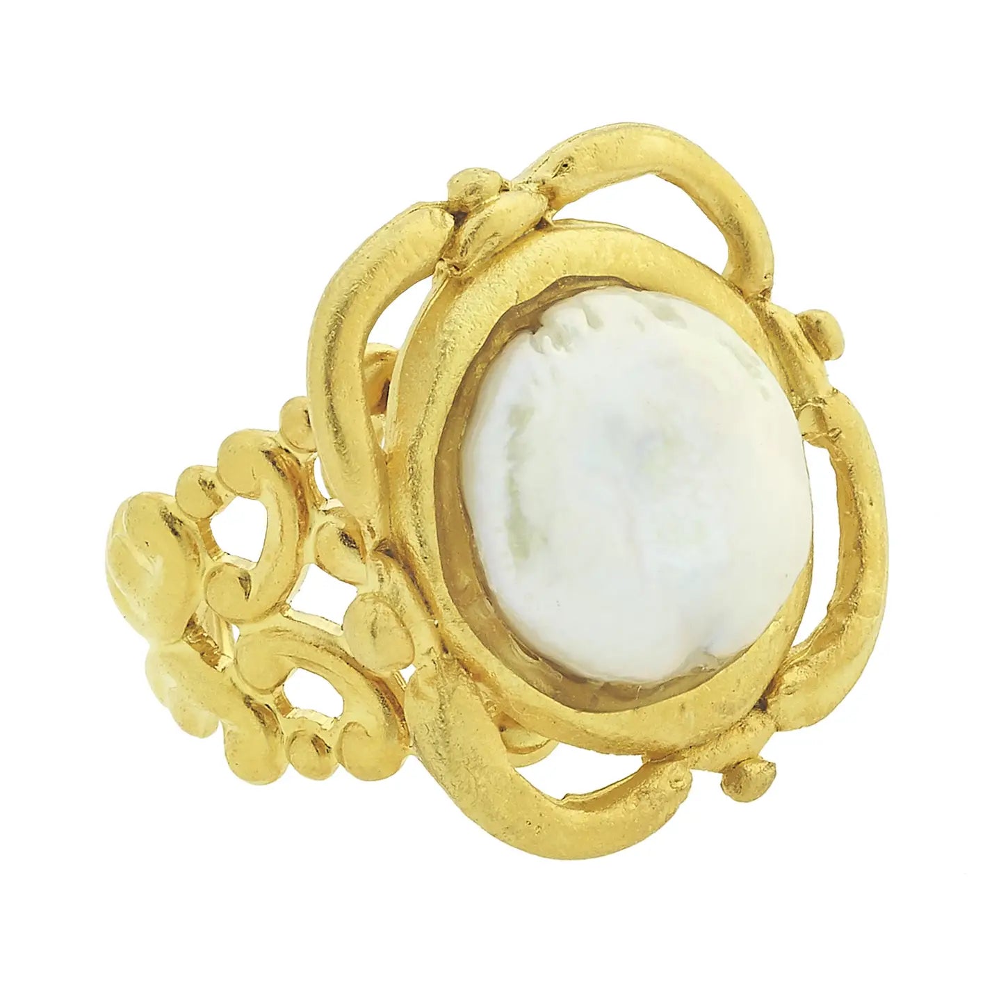 Susan Shaw Handcast Gold Pearl Adjustable Ring-K. Ellis Boutique