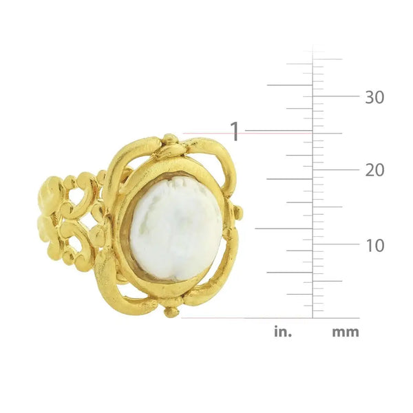 Susan Shaw Handcast Gold Pearl Adjustable Ring-K. Ellis Boutique