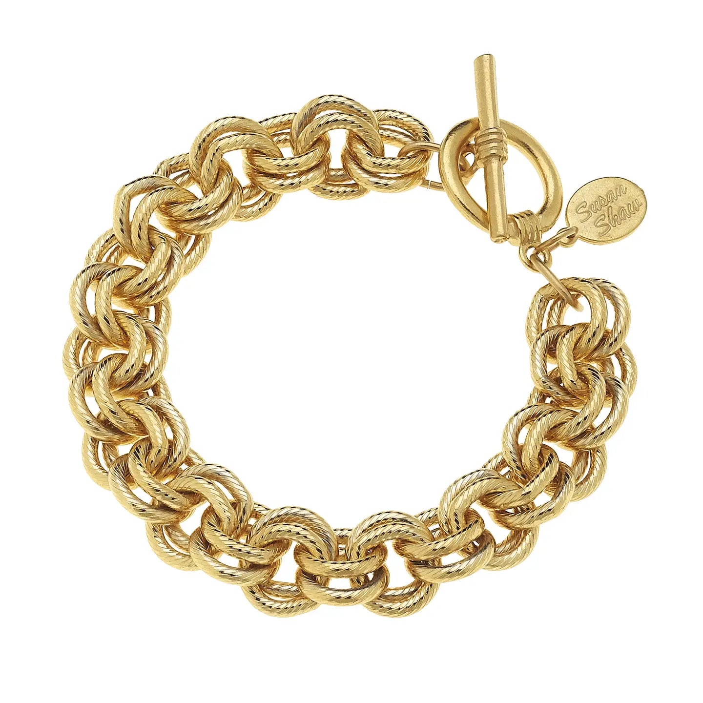 Susan Shaw Gold Double Link Chain Bracelet-K. Ellis Boutique