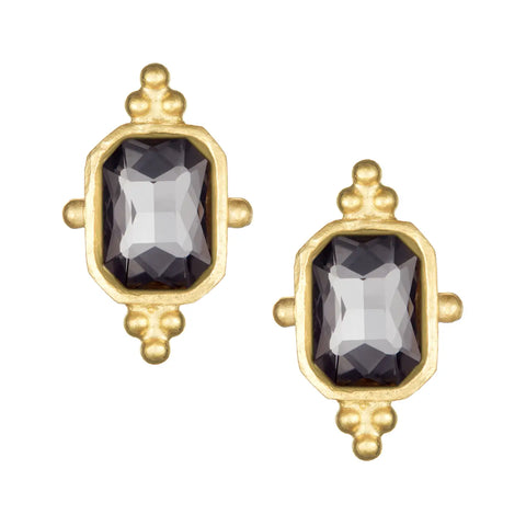 Susan Shaw Slate Grey Crystal Rectangle Studs-K. Ellis Boutique