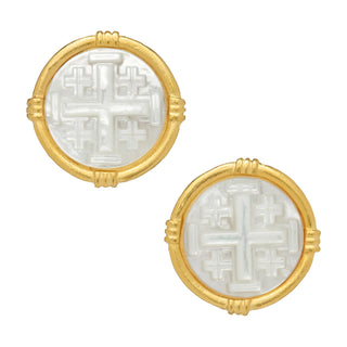 Susan Shaw Ida Jerusalem Cross Earrings-Earrings-K. Ellis Boutique