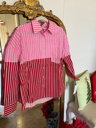 English Factory- Colorblock Striped Shirt- Pink/Red-K. Ellis Boutique