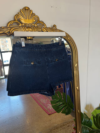 Dark Denim Shorts with Gold Buttons- English Factory-K. Ellis Boutique