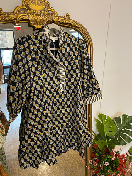 Floral Block Print Contrast Mini- Navy-K. Ellis Boutique