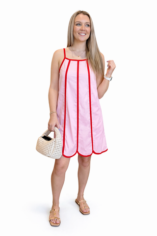 Allison Trim Mini Dress- Light Pink-K. Ellis Boutique