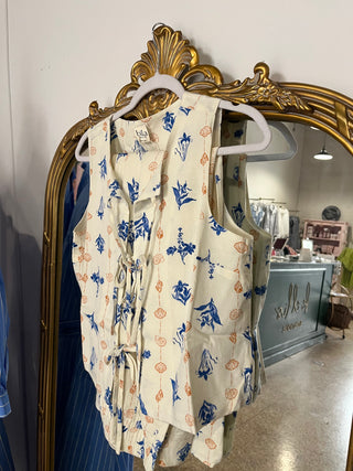 Sea Print Pant and Top Set- Off White-K. Ellis Boutique