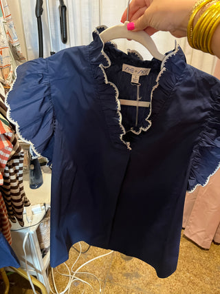 Navy Notions Top-Short Sleeve Top-K. Ellis Boutique