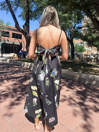 Stacy Floral Print Midi Dress - Black-Midi-K. Ellis Boutique