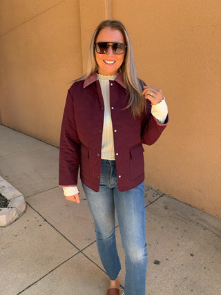 Jaxe Quilted Puffer- Burgundy