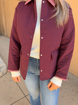 Jaxe Quilted Puffer- Burgundy