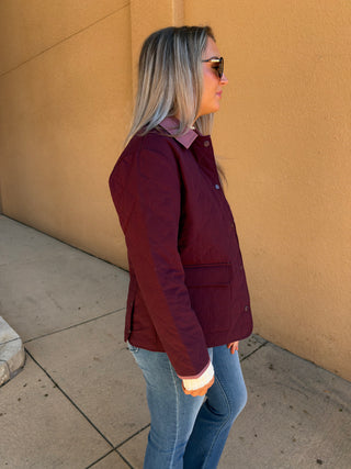 Jaxe Quilted Puffer- Burgundy