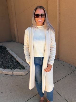 Camden Longline Cardigan- Ivory-Cardigans-K. Ellis Boutique