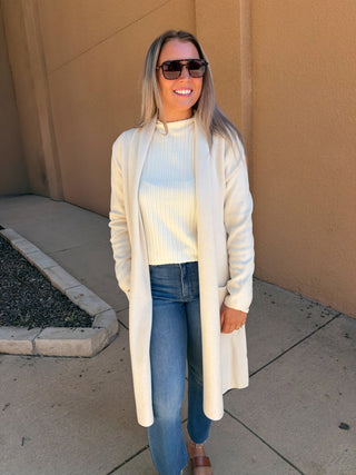 Camden Longline Cardigan- Ivory-Cardigans-K. Ellis Boutique