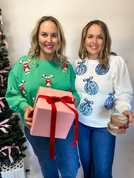 Millie Sweatshirt | Candy Canes-K. Ellis Boutique