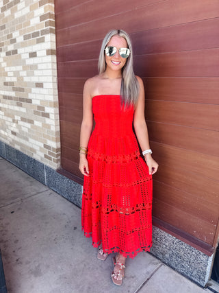 Becca Tube Dress- Red-Midi/Maxi Dress-K. Ellis Boutique