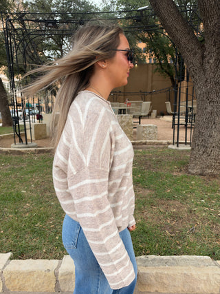 Cabana Striped Cardigan- BEIGE-Cardigans-K. Ellis Boutique