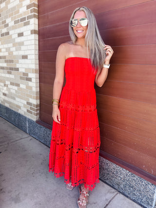 Becca Tube Dress- Red-Midi/Maxi Dress-K. Ellis Boutique