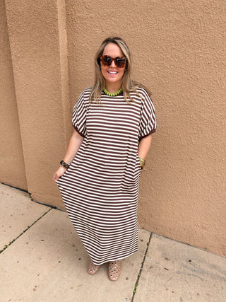 Everyday Striped Midi- Brown-Midi/Maxi Dress-K. Ellis Boutique