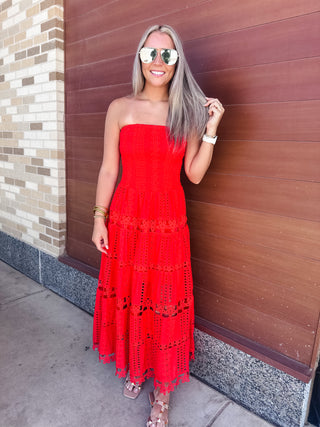 Becca Tube Dress- Red-Midi/Maxi Dress-K. Ellis Boutique