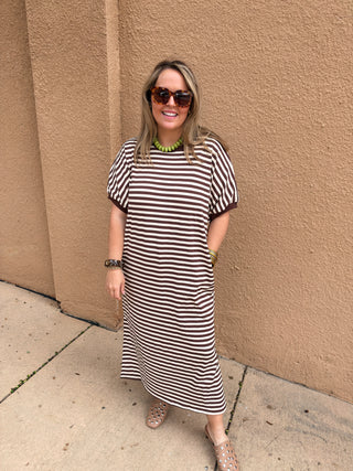 Everyday Striped Midi- Brown-Midi/Maxi Dress-K. Ellis Boutique