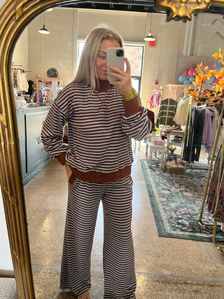Weekend Stripe Lounge Set- Blue-Set-K. Ellis Boutique