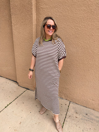 Everyday Striped Midi- Brown-Midi/Maxi Dress-K. Ellis Boutique