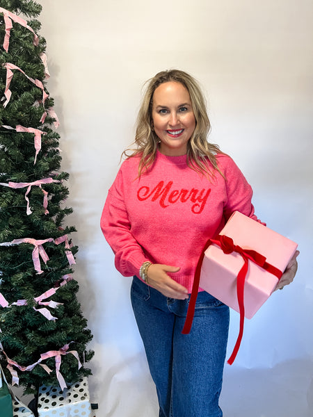 Merry Sweater- Pink-K. Ellis Boutique