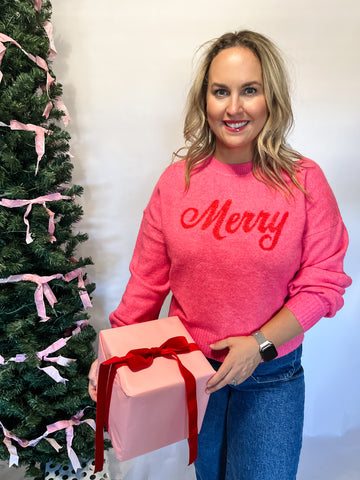 Merry Sweater- Pink-K. Ellis Boutique
