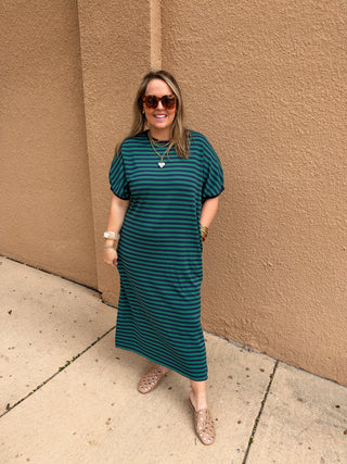 Everyday Striped Midi- Navy-Midi/Maxi Dress-K. Ellis Boutique